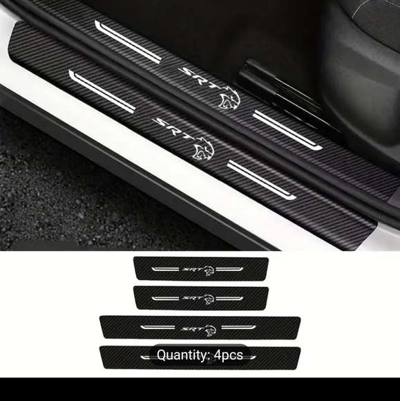 SRT Hellcat 4 piece carbon fiber door sill protector decal set - Picture 3 of 4